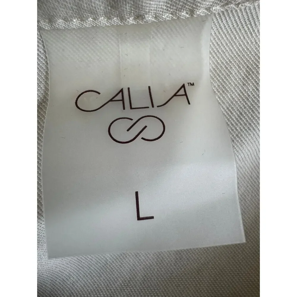 Calia Ivory Utility Romper Large Zip Front Drawstring Pockets Athleisure